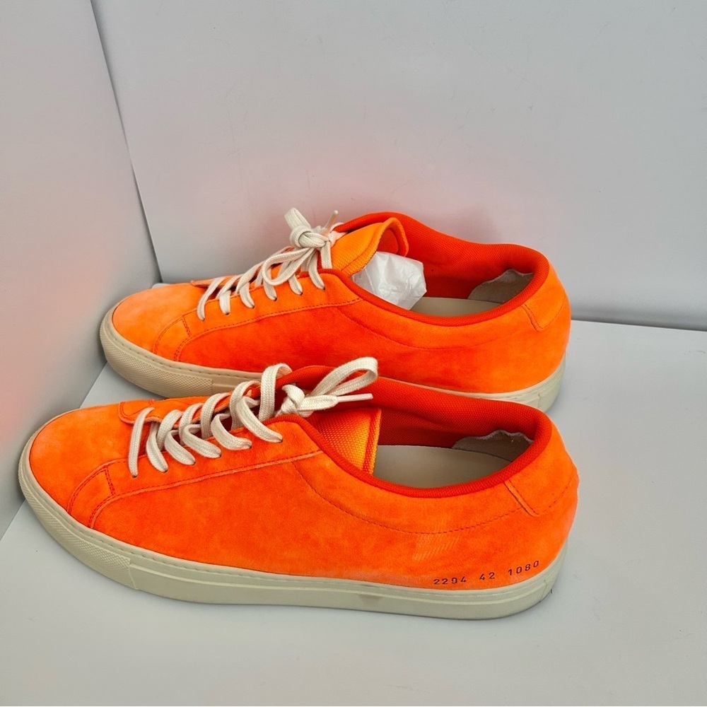 Common Projects Achilles Fluo Orange Suede Low Top Sneakers - Picture 3 of 10